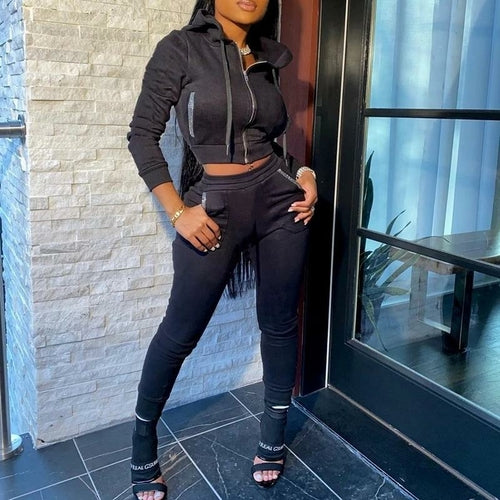 2Piece Sets Long Sleeve Crop Top